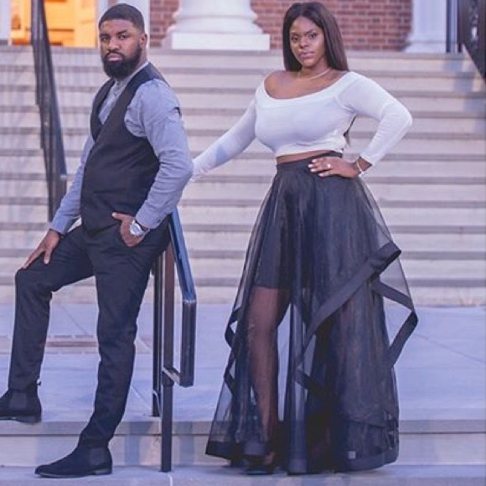 Black tulle maxi skirt